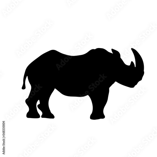 Rhino silhouette vector logo. Black shape of the standing african animal, profile. © Olga