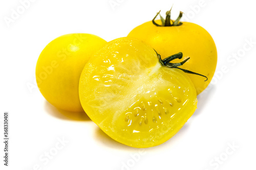 yellow tomato isolated on white background