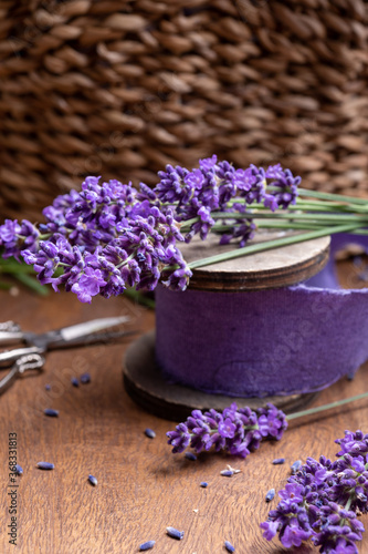 Bunch of fresh  purple aromatic lavender flowers in gift shop in Provence  France