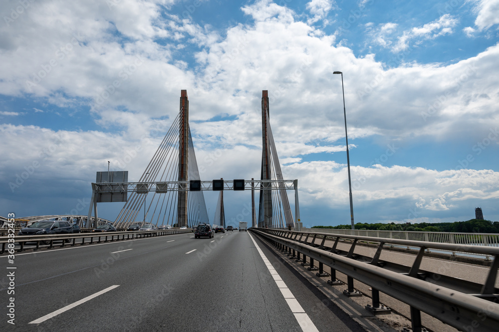 Road network infractrusture in Netherlands, high quality asphalt on Dutch highways and briges.