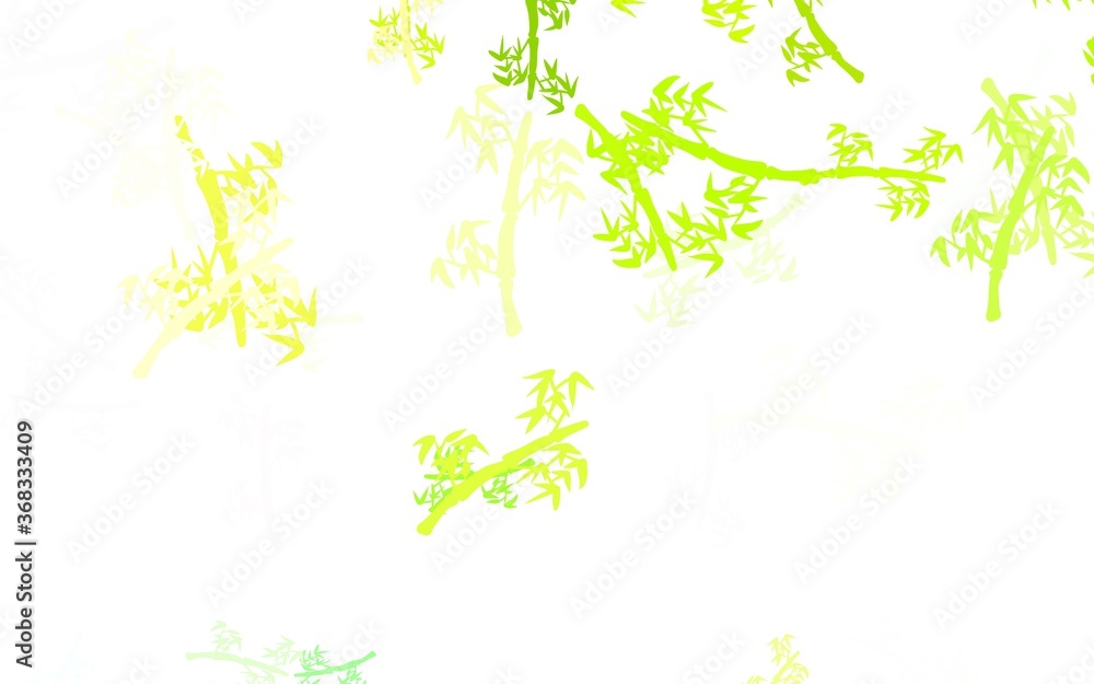 Light Green, Yellow vector doodle background with branches. Light Green, Yellow vector doodle background with branches.