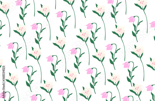 Flowers Pattern Green and Pink Colors