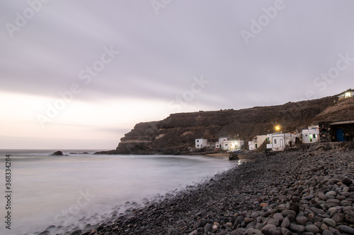  Blue hour photo of the small fishing village of Los Molinos in Fuerteventura, Canary Islands