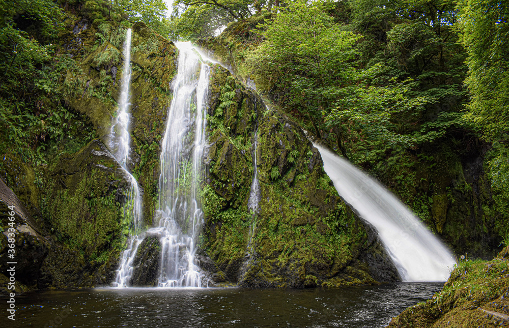 Naklejka premium Ceunant Mawr waterfalls in Llanberis, Snowdonia National Park, North Wales