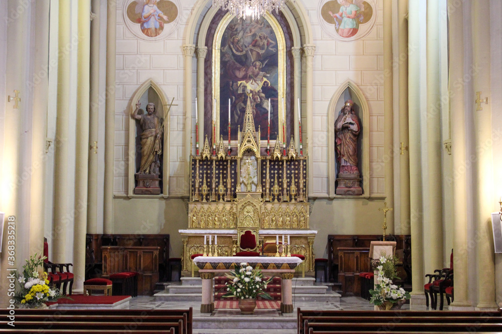 altar of a church in old Jerusalem with icons