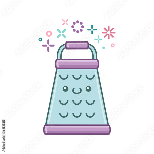 kawaii kitchen cheese grater icon cartoon illustration