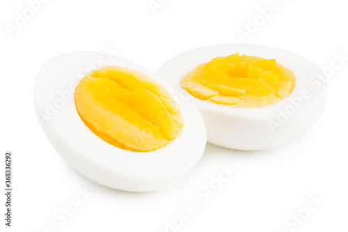 half a boiled egg isolated on a white background