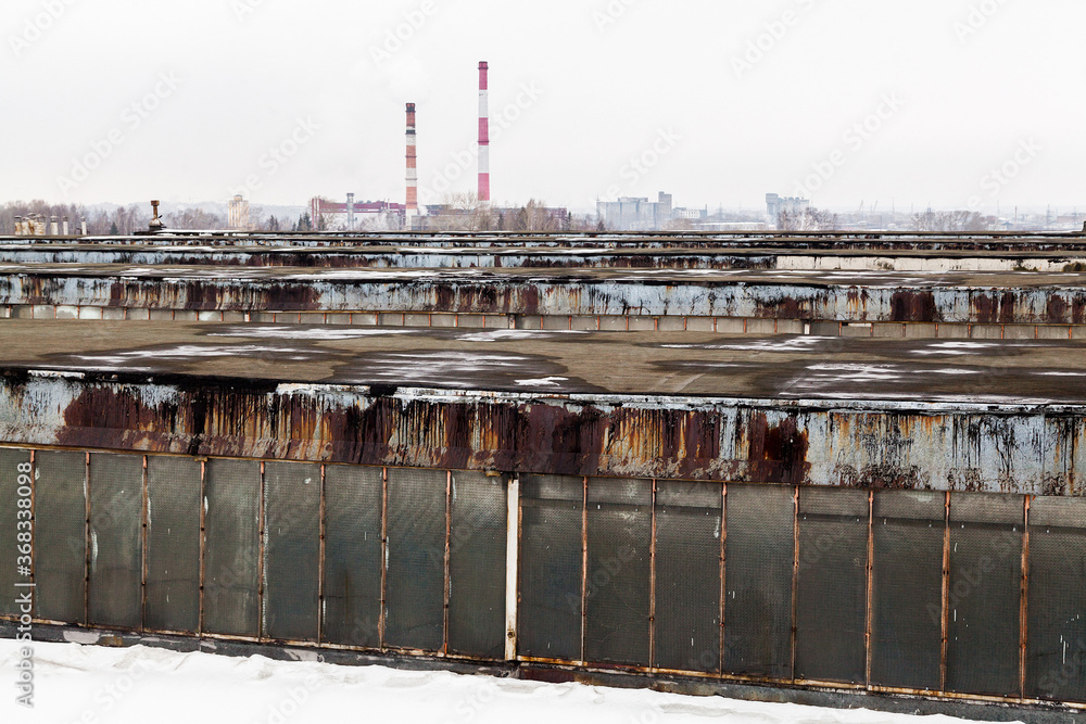 Abandoned and ruined old soviet factory
