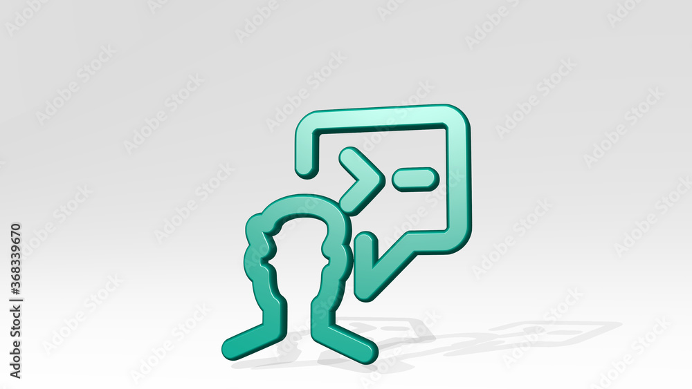 programming user chat made by 3D illustration of a shiny metallic sculpture with the shadow on light background. code and computer
