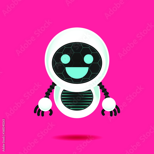 Illustration of happy flying robot