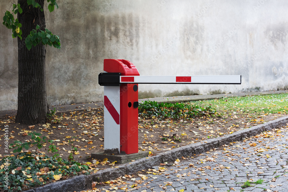 automatic barrier on road, autumn automatic barrier on road, autumn
