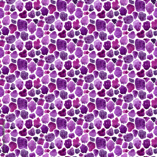 Seamless abstract watercolor pattern. purple and violet aquarelle spots. Hand drawn seamless abstract background for print on fabric or wrapping paper.