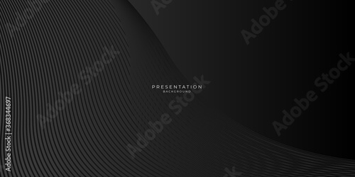 Modern abstract black background with abstract wave spiral modern element for banner, presentation design and flyer