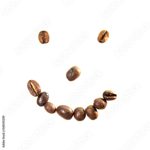 Wallpaper Mural Closeup of roasted coffee beans in the shape of a smiley face, isolated on a white background Torontodigital.ca