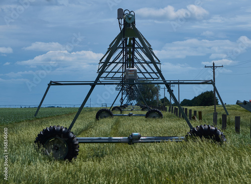 Center pivots are customized for the terrain they irrigate. Pivots can measure up to 1/2 mile in length photo