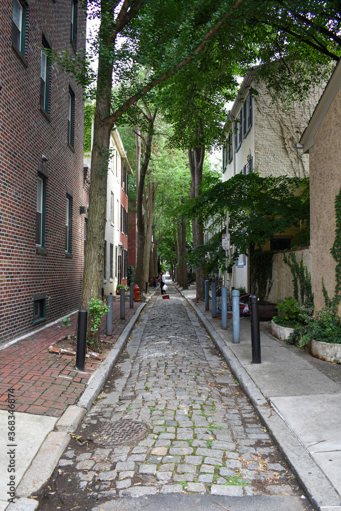 A Cobblestone Alleyway in the City of Philadelphia