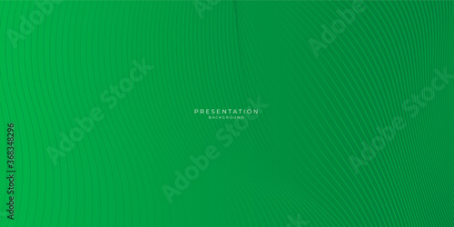 Green abstract presentation background with wave lines