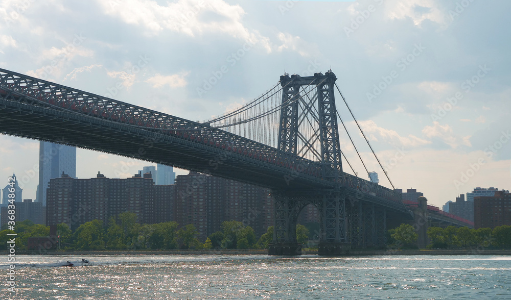 Fototapeta premium landscape of NYC and Williamsburg bridge with east river