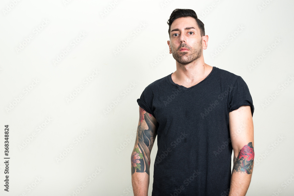 Portrait of handsome bearded man as rebel Portrait of handsome bearded man as rebel
