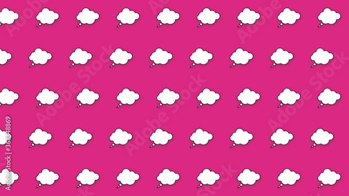 Motion design note in the form of a cloud. Animated element on pink background.