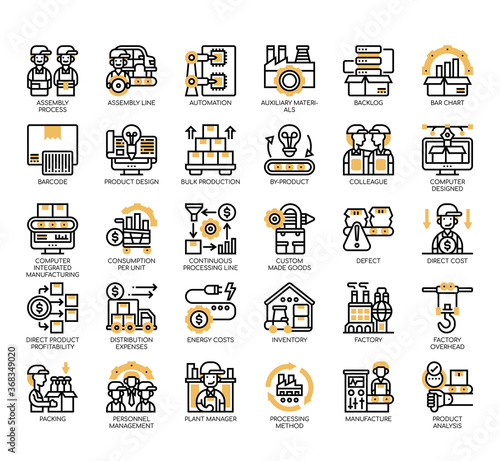 Set of industrial process thin line and pixel perfect icons for any web and app project.