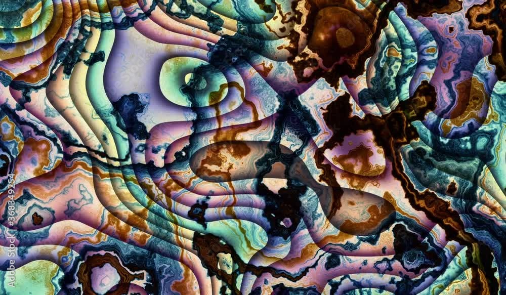 Moving random wavy texture. Psychedelic wavy animated mineral marble surface. Looping footage. Moving random wavy texture. Psychedelic wavy animated mineral marble surface. Looping footage.