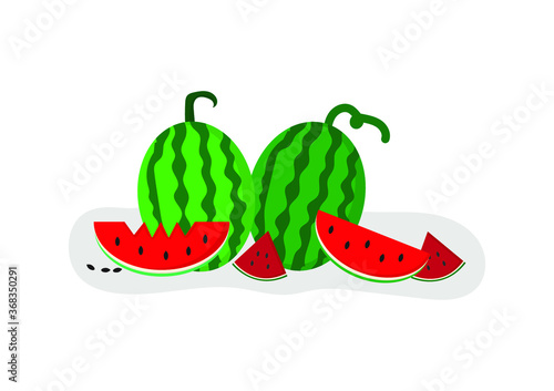 set of watermelon on white background, isolated for watermelon, slice watermelon and watermelon seed, creative design vector illustration