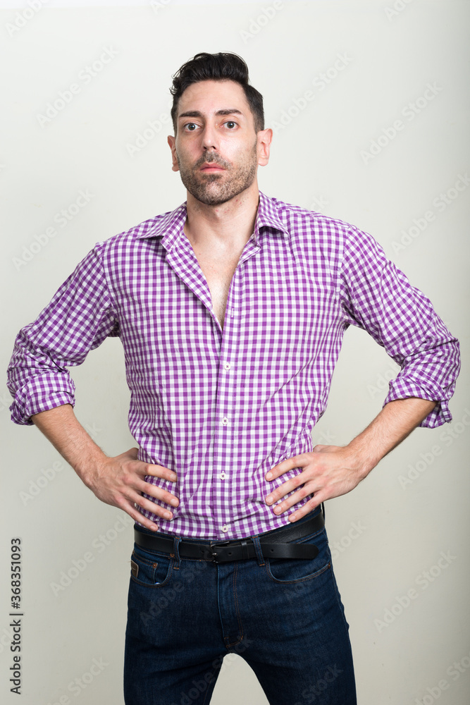 Portrait of handsome hipster man with beard stubble Portrait of handsome hipster man with beard stubble