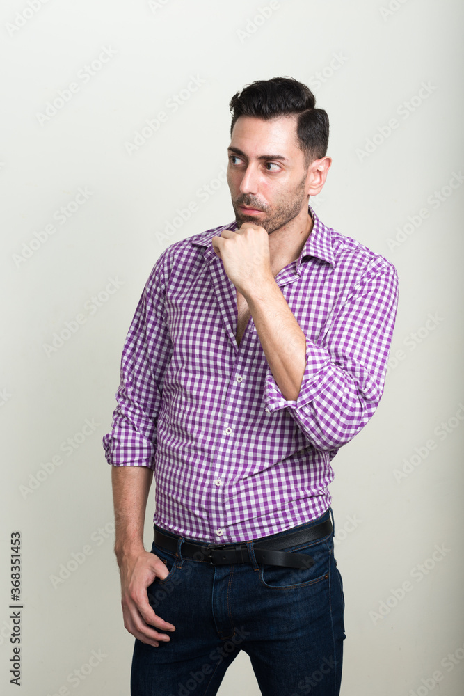 Portrait of handsome hipster man with beard stubble Portrait of handsome hipster man with beard stubble