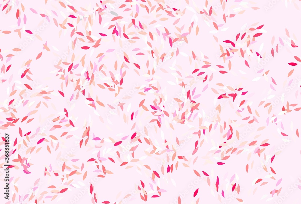 Light Red vector doodle template with leaves. Light Red vector doodle template with leaves.