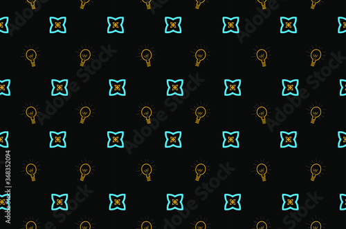 nuclear energy icon wallpaper, light bulb seamless pattern, electricity background, vector illustration