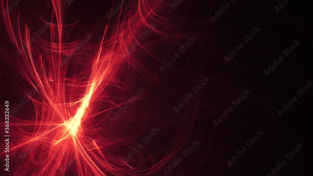 Abstract 3d rendered futuristic texture (8K). Dynamic detailed organic fractal patterns. Vibrant red and black art background texture. Partially blurred.