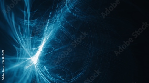 Abstract 3d rendered futuristic texture (8K). Dynamic detailed organic fractal patterns. Vibrant blue and white art background texture. Partially blurred.