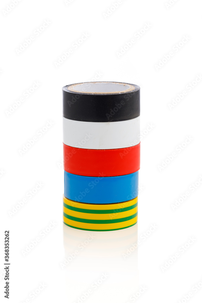 insulation tapes stack, isolated on white insulation tapes stack, isolated on white