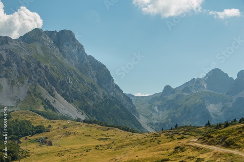 Mountain areas in summer. Beautiful views of the mountain peaks. Mountain Kom, Montenegro