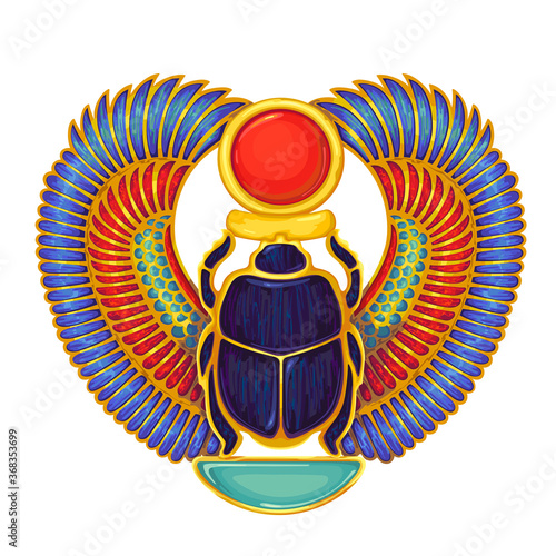 Scarab..Egyptian hieroglyph and symbolAncient culture sing and symbol.Religion icon.Design element. photo