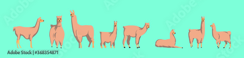 set of cartoon llama with various models