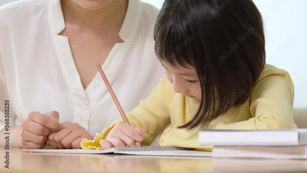 子どもに勉強を教える女性 子どもに勉強を教える女性