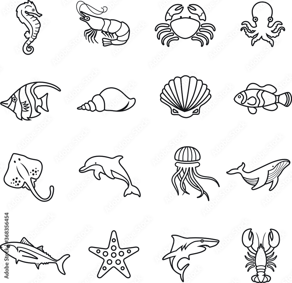 marine life outline icon