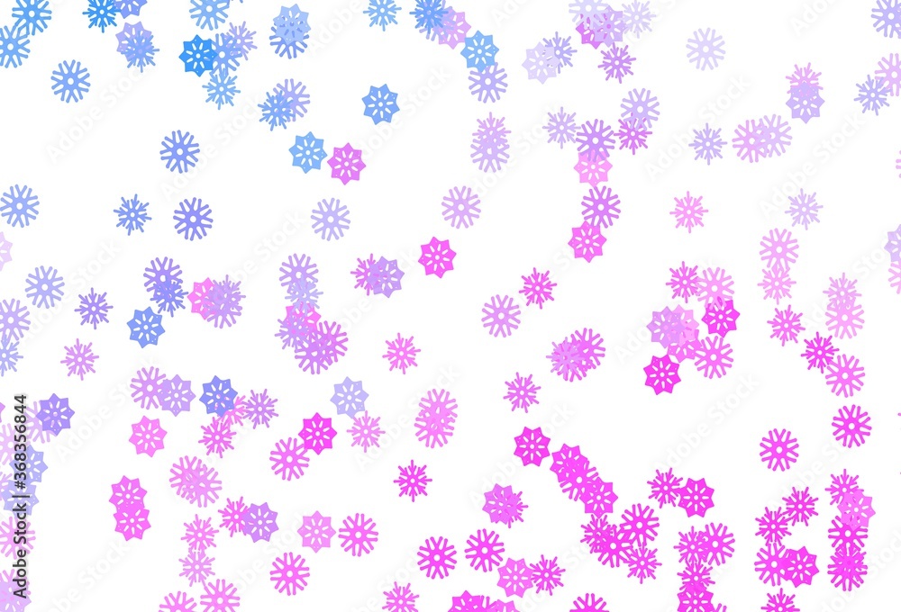 Light Pink, Blue vector background with xmas snowflakes. Light Pink, Blue vector background with xmas snowflakes.