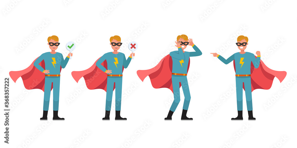 Superhero Man character vector design. Presentation in various action. Superhero Man character vector design. Presentation in various action.