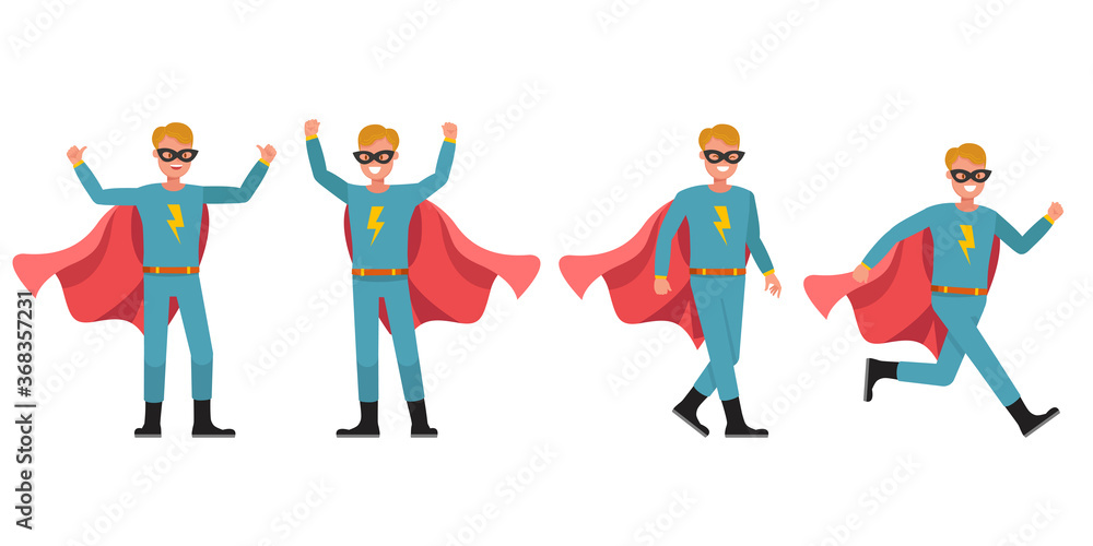 Superhero Man character vector design. Presentation in various action. Superhero Man character vector design. Presentation in various action.
