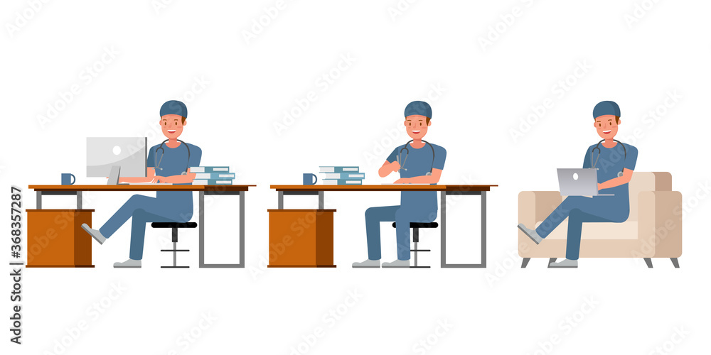 Obraz premium Surgeon man character vector design. Presentation in various action.