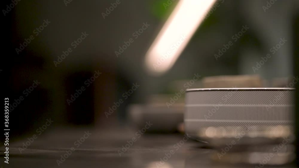 Racking Focus Shot Of A Dinnerware Made From Premium Glossy Marble Slab Racking Focus Shot Of A Dinnerware Made From Premium Glossy Marble Slab