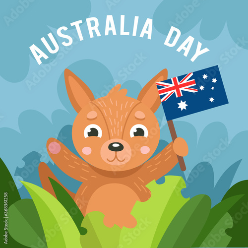 Australia day design with baby kangaroo