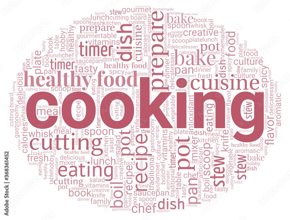 Cooking word cloud isolated on a white background
