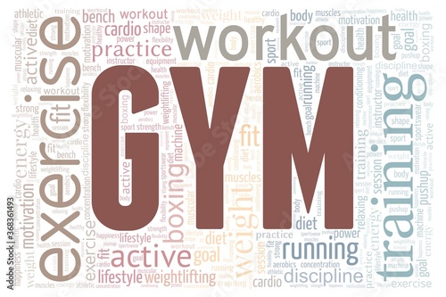Gym word cloud isolated on a white background