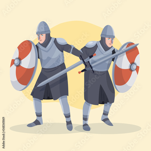 Flat knights in different poses