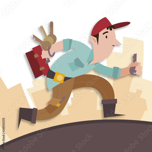 Flat design locksmith character