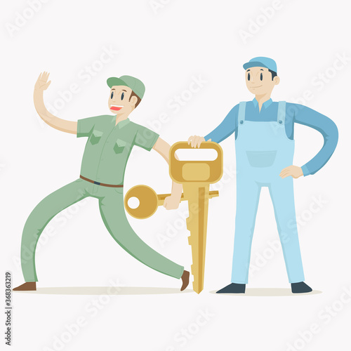 Flat design locksmith character